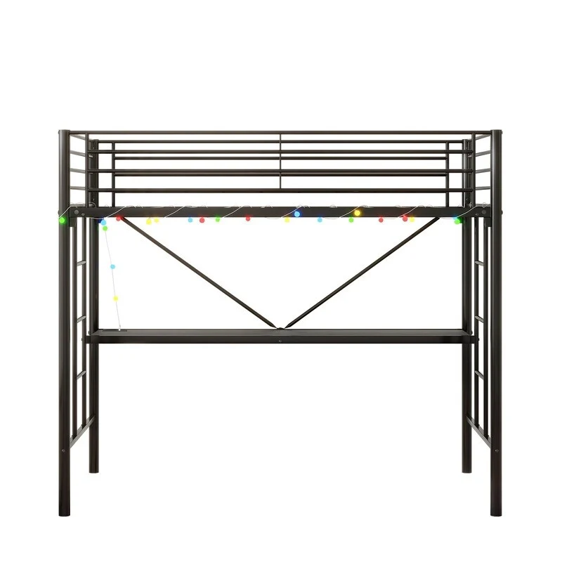 Metal Loft Bed with Desk,Power Outlet and LED Lighted,Twin Size