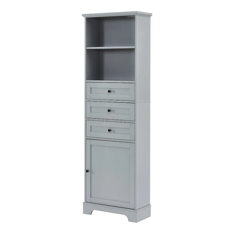 68 Tall Freestanding Bathroom Cabinet with 3 Drawers and Adjustable Shelves