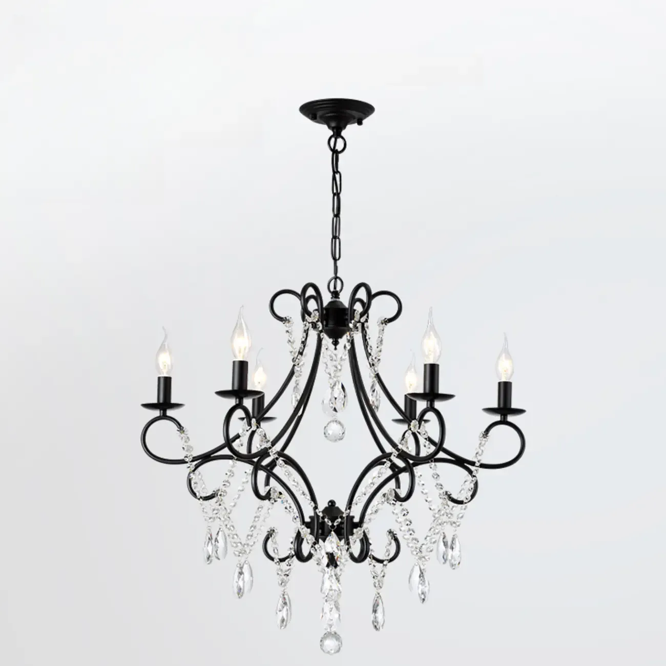 Elegant Gold Curved Crystal Candelabra Chandelier