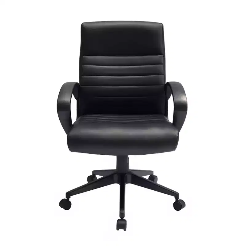 Boss Office Products Ribbed Back Task Chair Black : Ergonomic with Lumbar Support, Adjustable Height & Fixed Arms