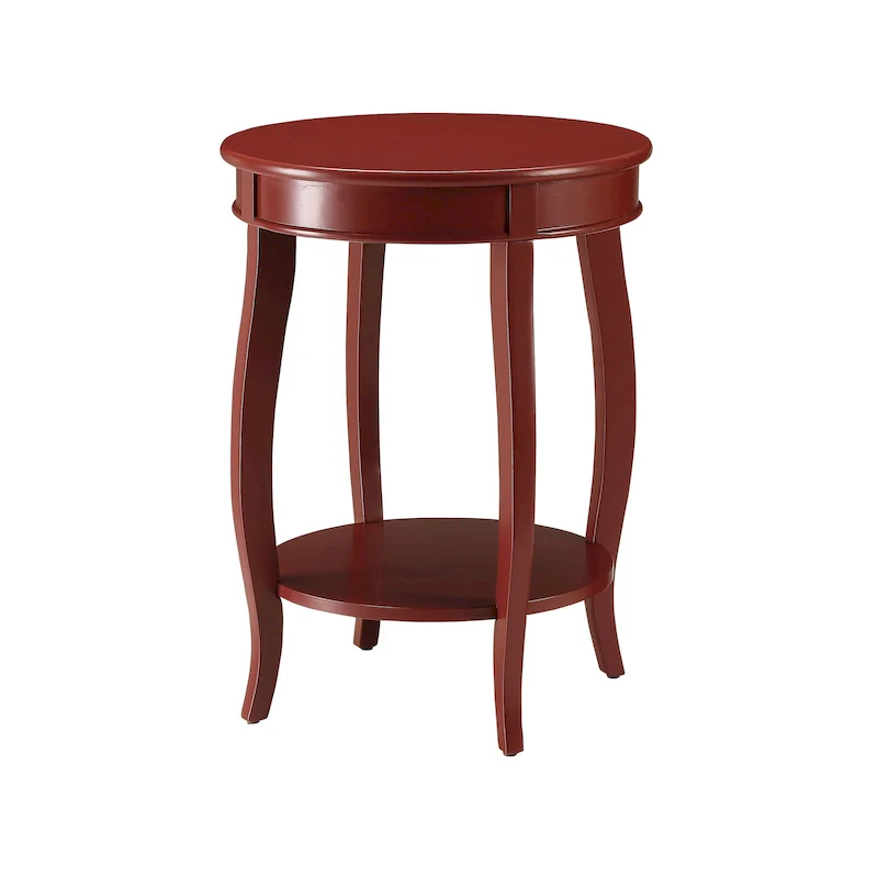 Round Wooden Side Table – Red / Teal / Antique White / Brown