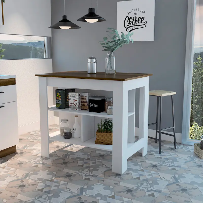 Kitchen Island with Three Shelves