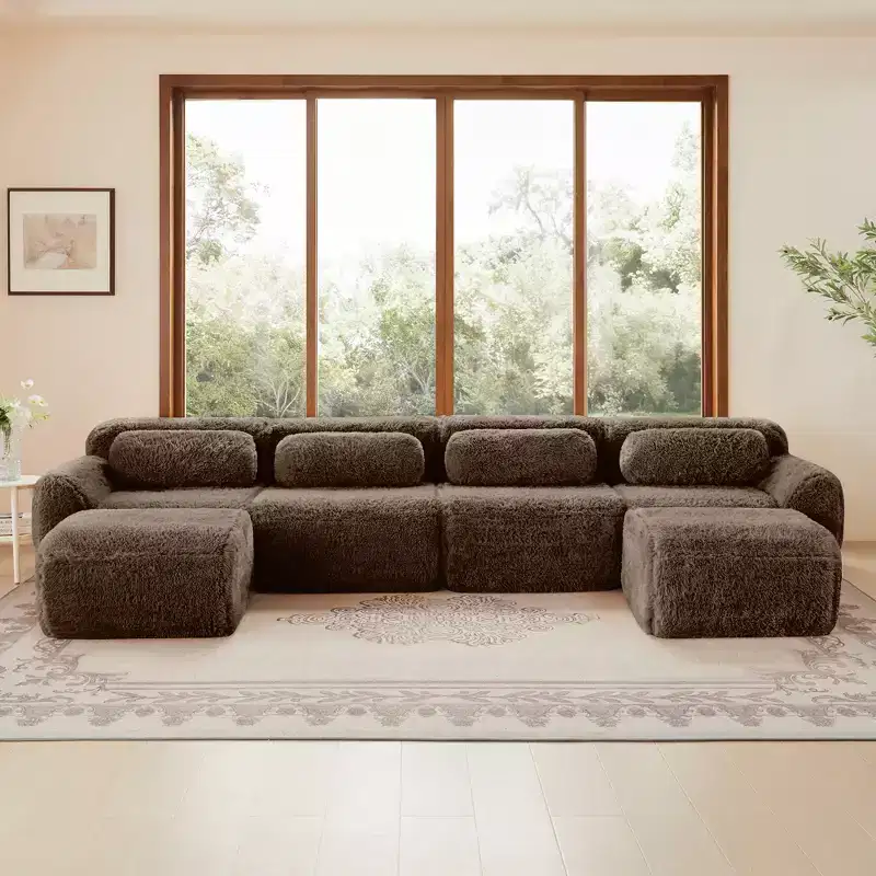 U-shaped Boneless Sofa,32D HD Sponge,Anti-Slip Bottom,No Assembly,Ergonomic Design,Free Combination,Vacuum Packaging for Living Rooms/Studies