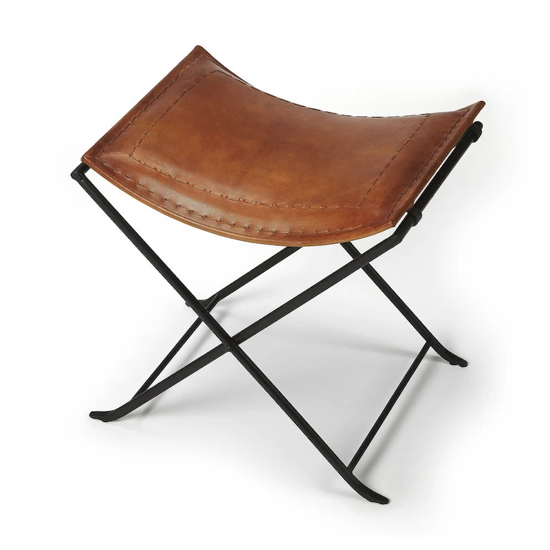 Handmade Butler Melton Leather Stool (India)