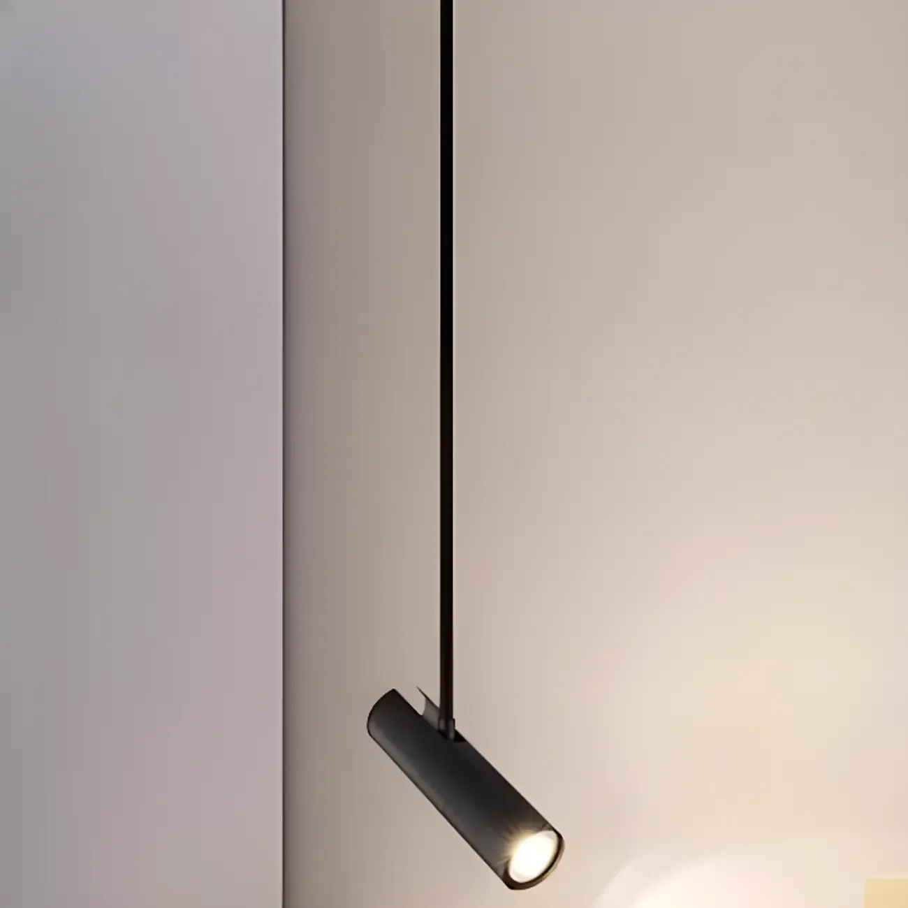 Adjustable Cylindrical Metal Black Hanging Pendant Light