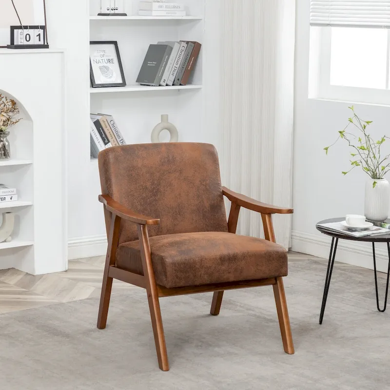 Mid-Century Modern Chair with Solid Wood Frame