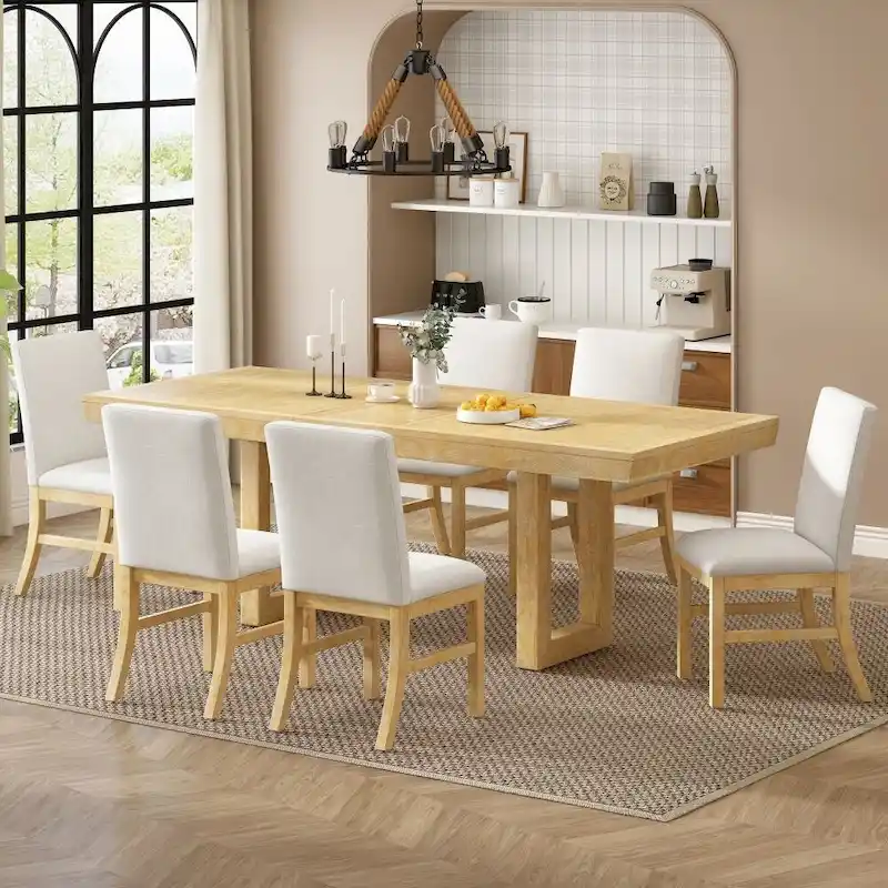Traditional 72 Inch Wood Extendable Dining Table