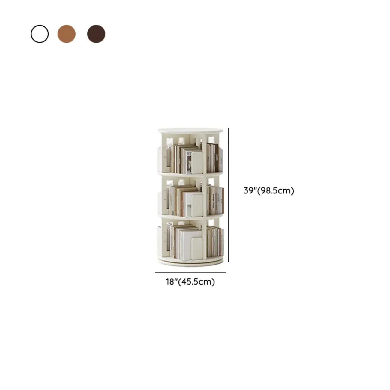 Swivel Rubberwood Vertical Open Back Bookcase with Drawer