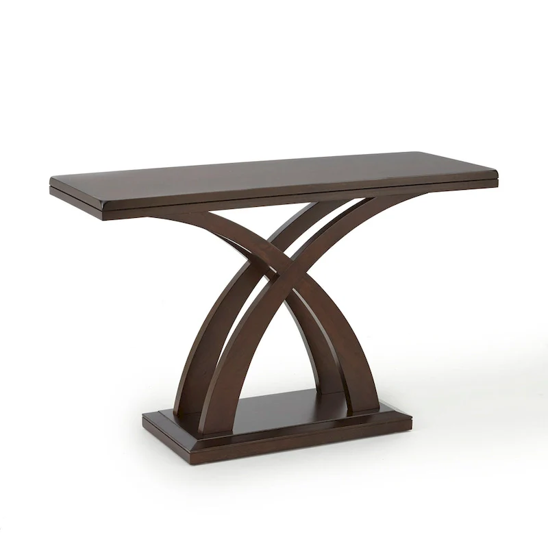 Espresso Console Table, X-Pedestal Style
