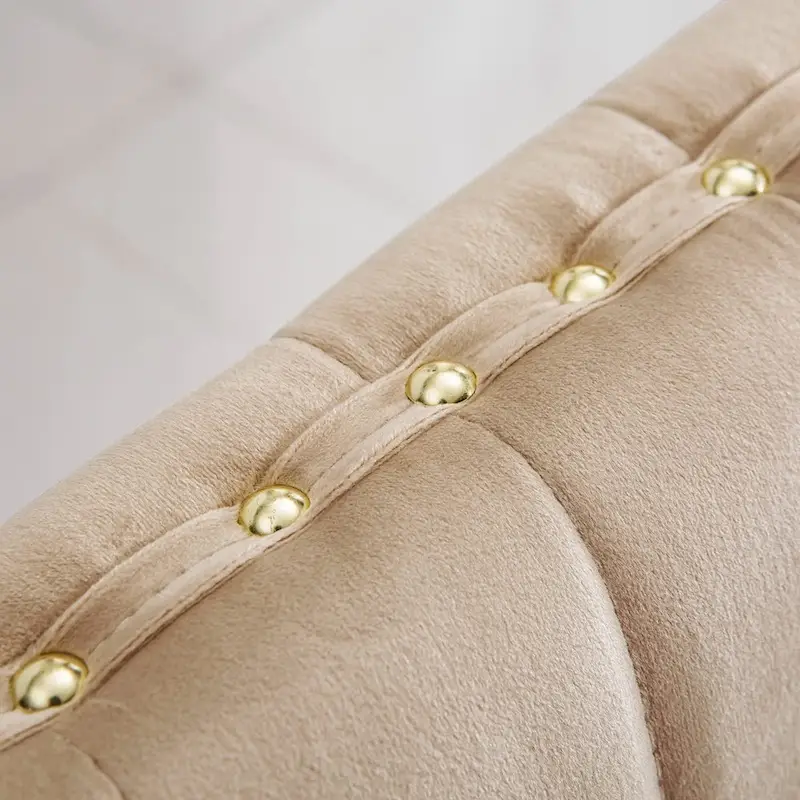 Modern Channel High Back Dining Chairs with Nailhead Trims and Polished Metal Legs