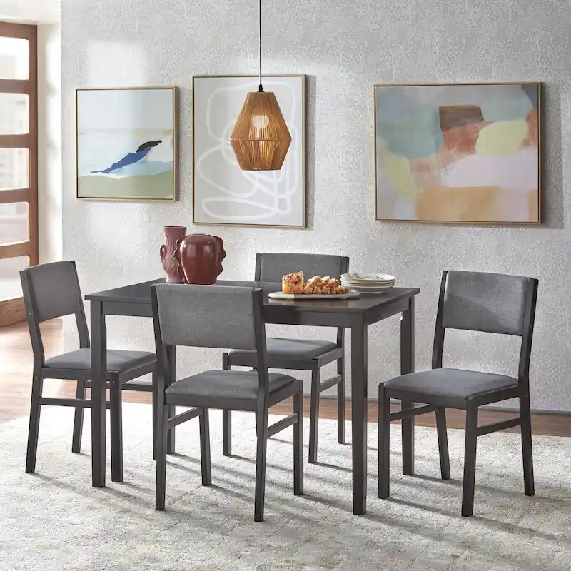 5-Piece Solid Wood Dining Table and Chair Set