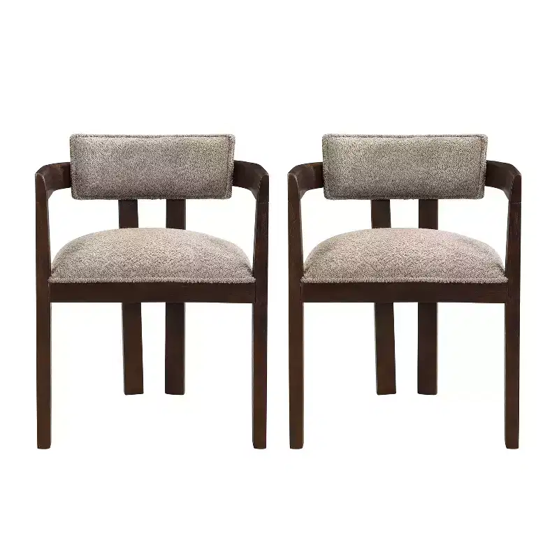 Christopher Knight Home Barbara Mid-Century Modern Rubberwood Boucle Upholstered Dining Chair with Curved Back (Set of 2)