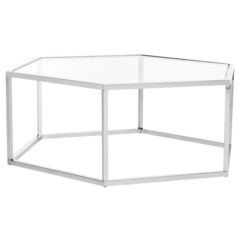SAFAVIEH Kaycee Glass Chrome Hexagon Coffee Table - 36.2