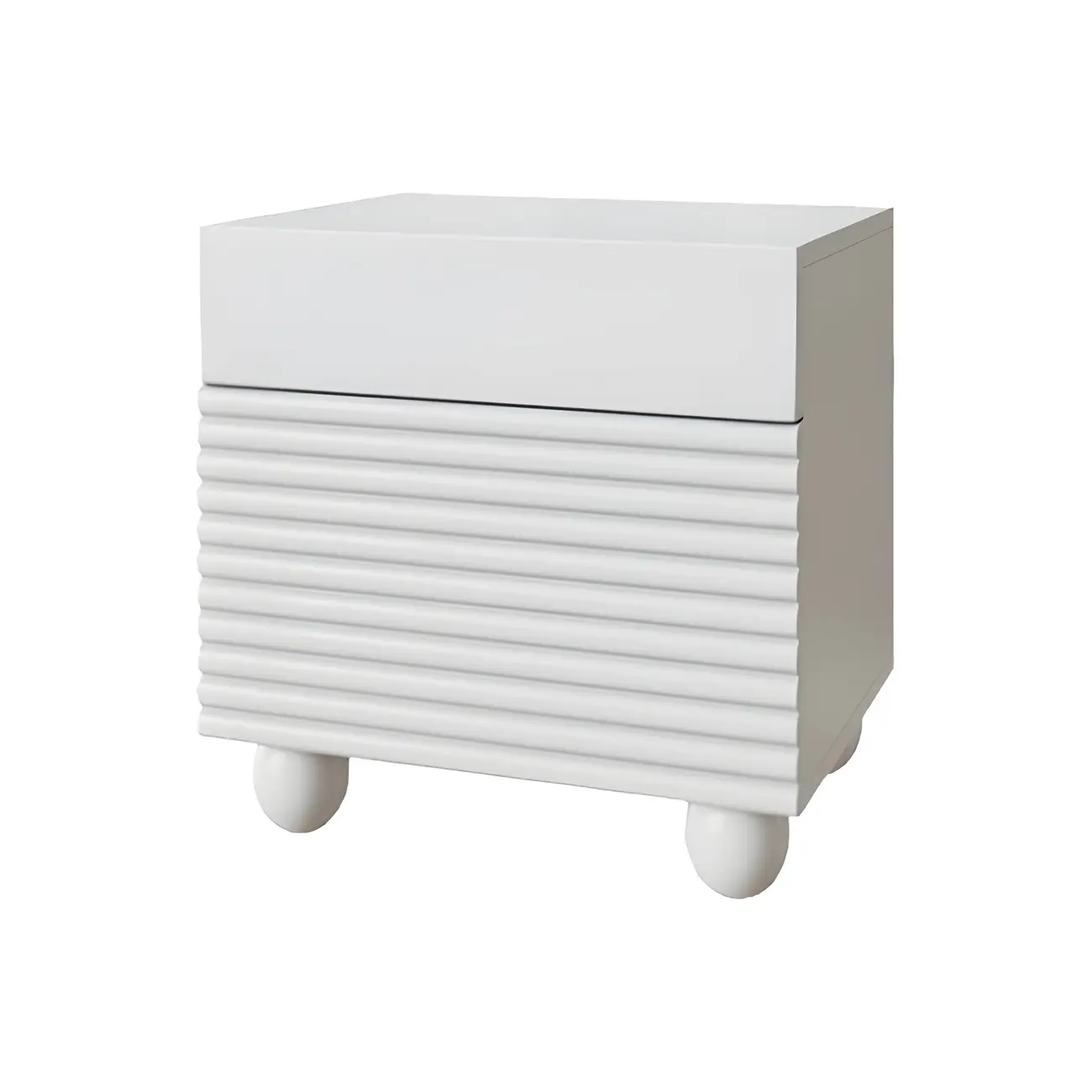 Narrow Cubic 2-Drawer Wood Small Bedside Table