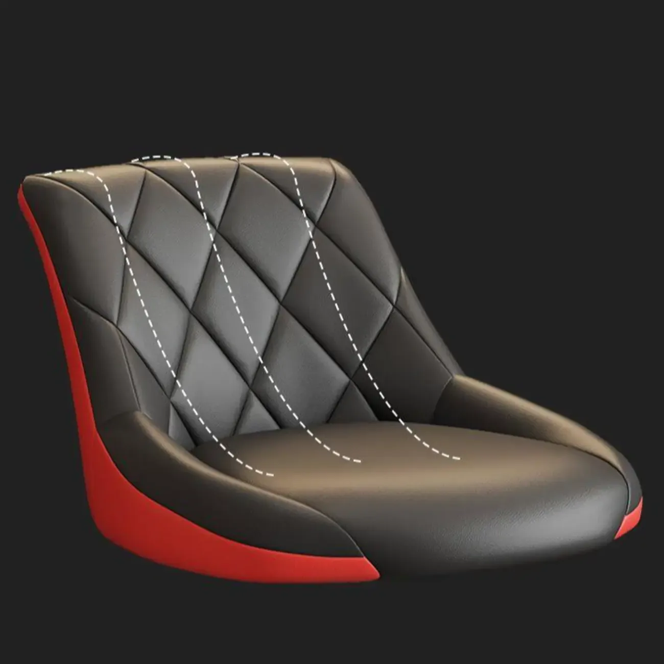 Diamond Tufted Swivel Bar Stool Adjustable Black Red PU Leather