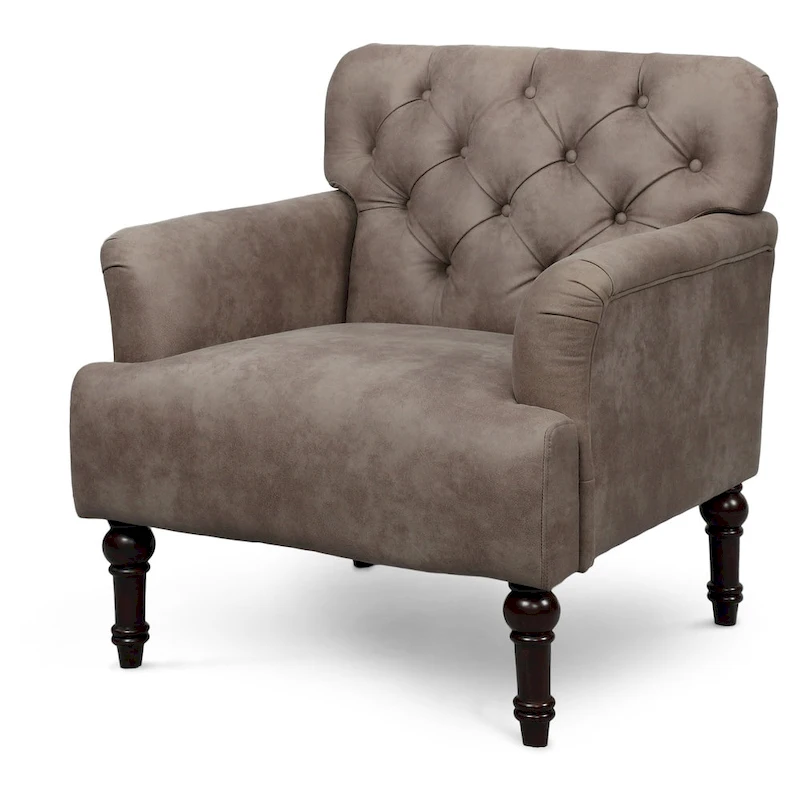 Purani Transitional Vinyl Tufted Wide Accent Chair with T-cushion by Furniture of America