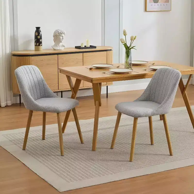 Dining Chairs Set of 2,Modern Upholstered Kitchen Chairs with Ergonomic Back,300lbs Capacity Dining Chairs with Oak Legs for Dining Room
