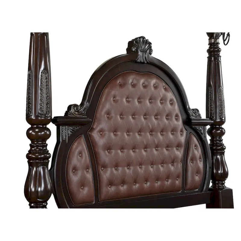 New Classic Furniture Gweni Walnut and Brown Canopy Bed