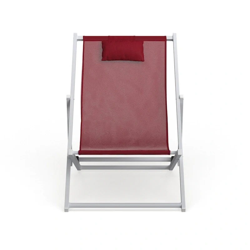 Sunset Modern Lightweight Sling Folding Patio Lounge Chair With Headrest for Outdoor Pool Beach Porch Backyard