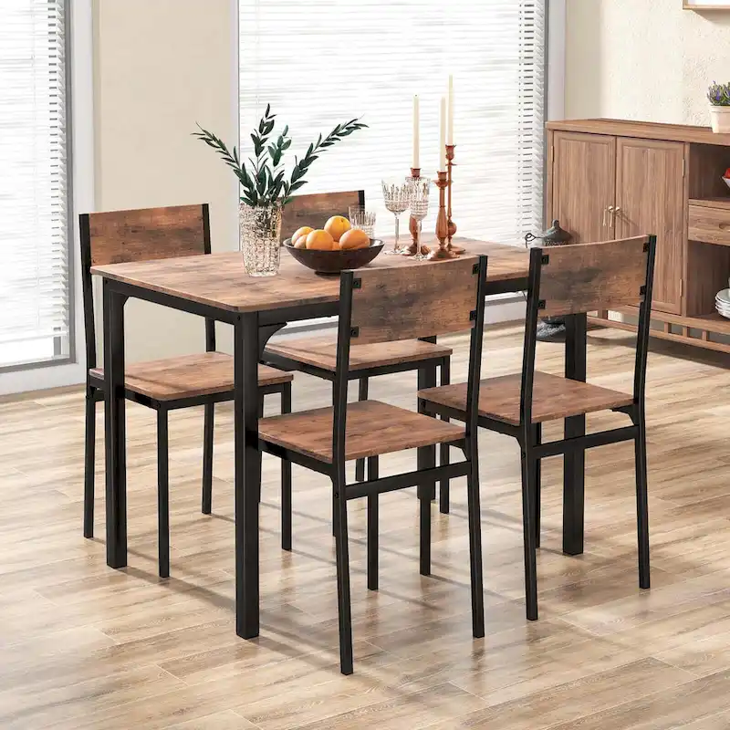 Costway 5 PCS Dining Table Set Industrial Style Kitchen Table & Chairs