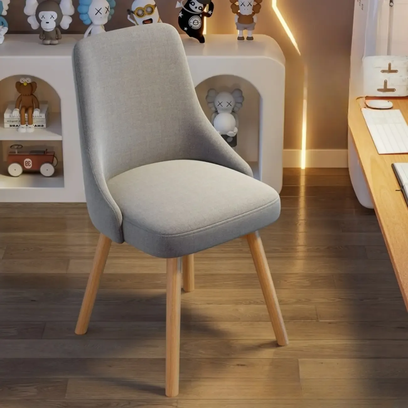 White Fabric Upholstered Solid Back Dining Chair