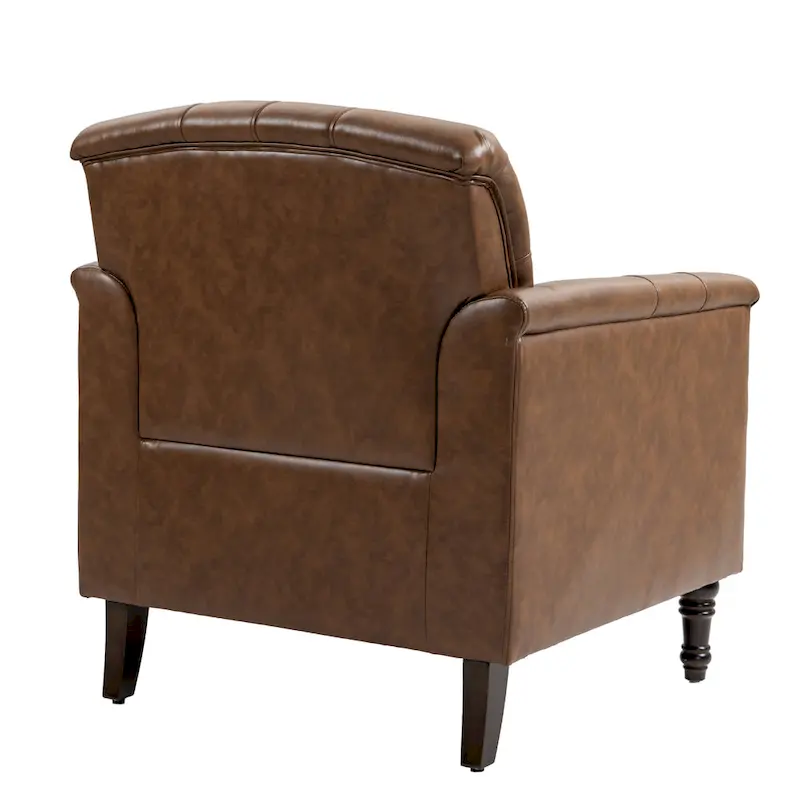 Tufted Vegan Leather Accent Chair Upholstered Armchair