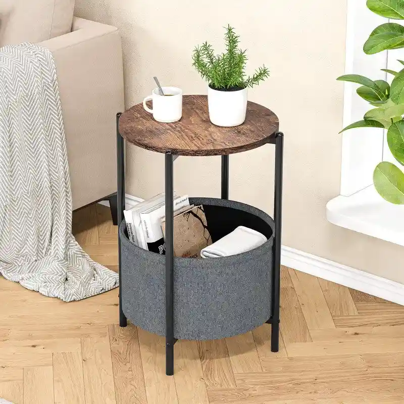 Minimalist round fabric side table