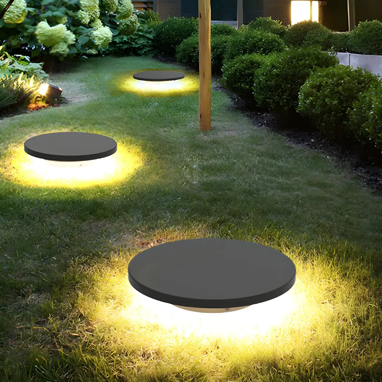 Matte Grey Disc Metal Solar Landscape Lighting