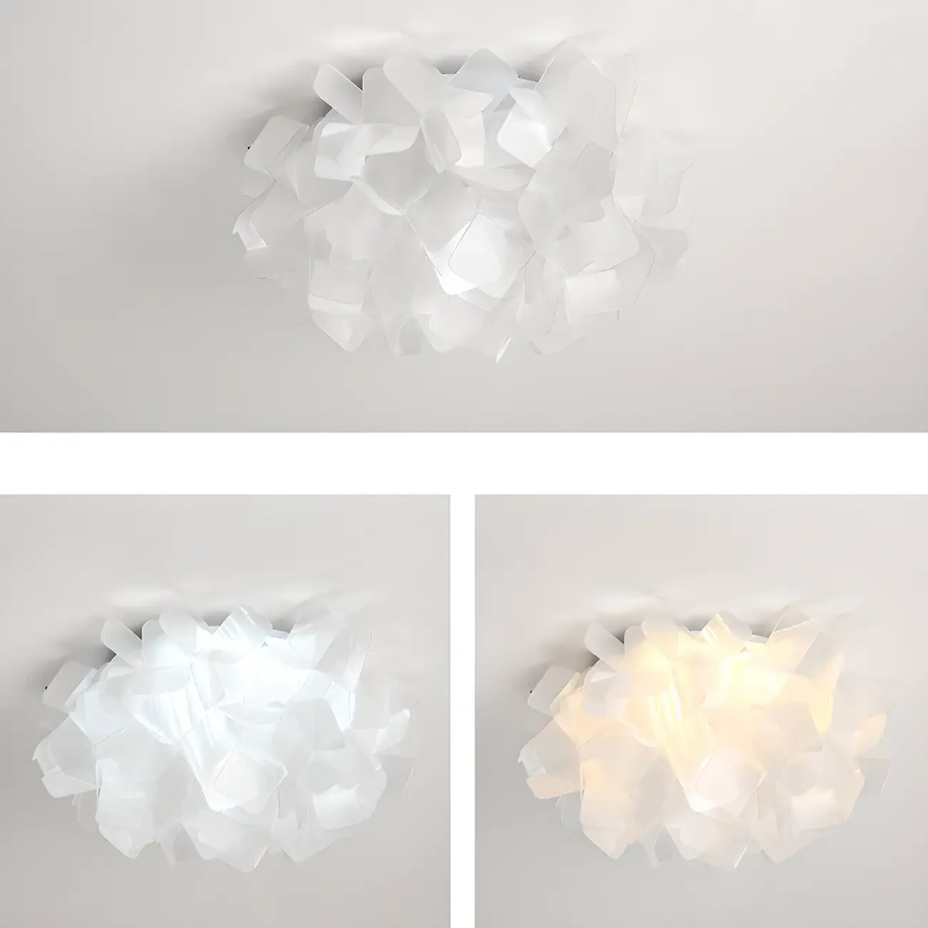 Art Deco White Geometric Plastic LED Flush Mount Ceiling Light
