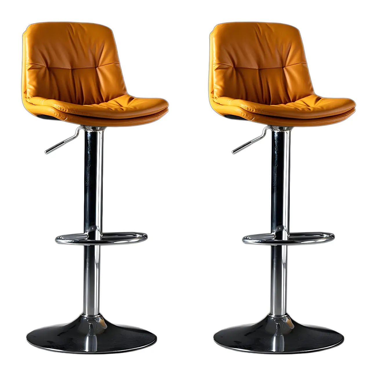 Adjustable Leather Low Back Swivel Bar Stool
