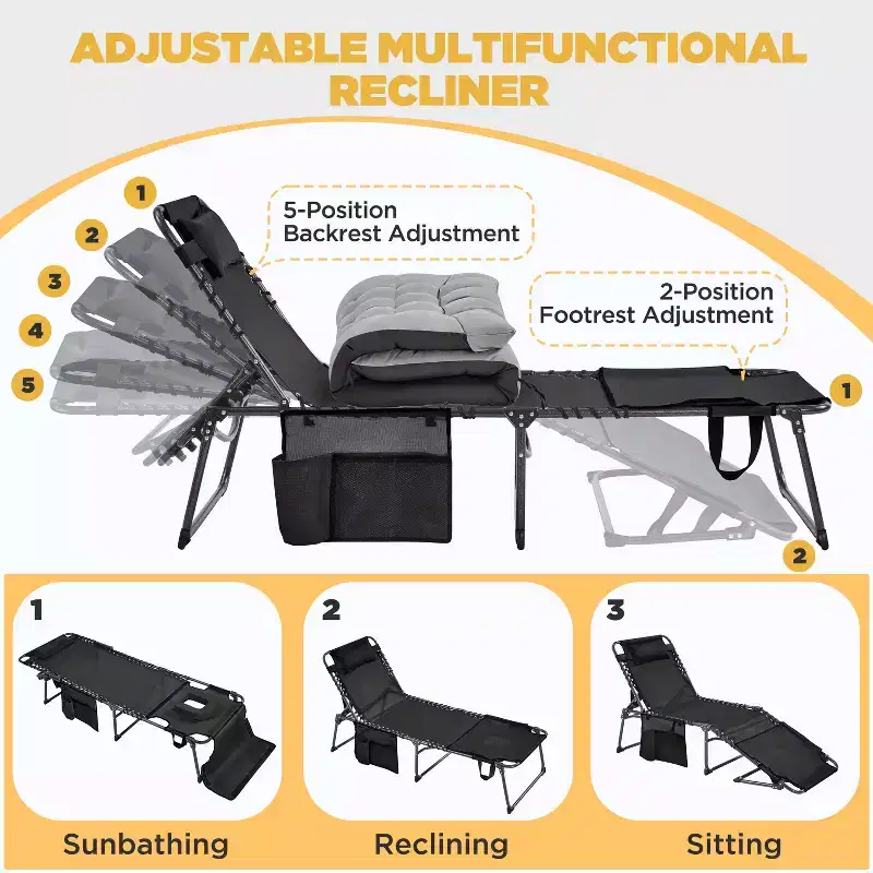 Yaheetech Folding Chair with Removable Padded Cushion and 5 Adjustable Position