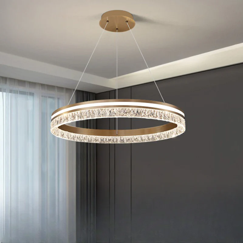 Modern LED Gold Circular Metal Chandelier