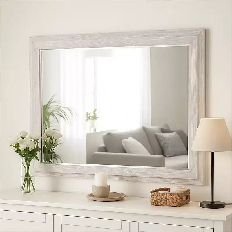 Royal Hampton 48 Inch Dresser Mirror, Weathered Gray Frame, Solid Rubberwood