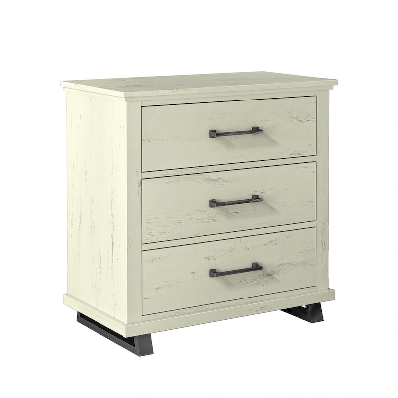 3-Drawer Nightstand with Elevated Metal Legs, Set of 2