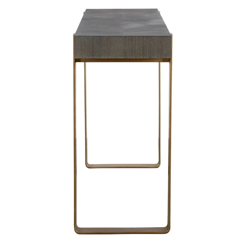 Rectangular Console Table with Strap Legs - 60 - Gray and Gold