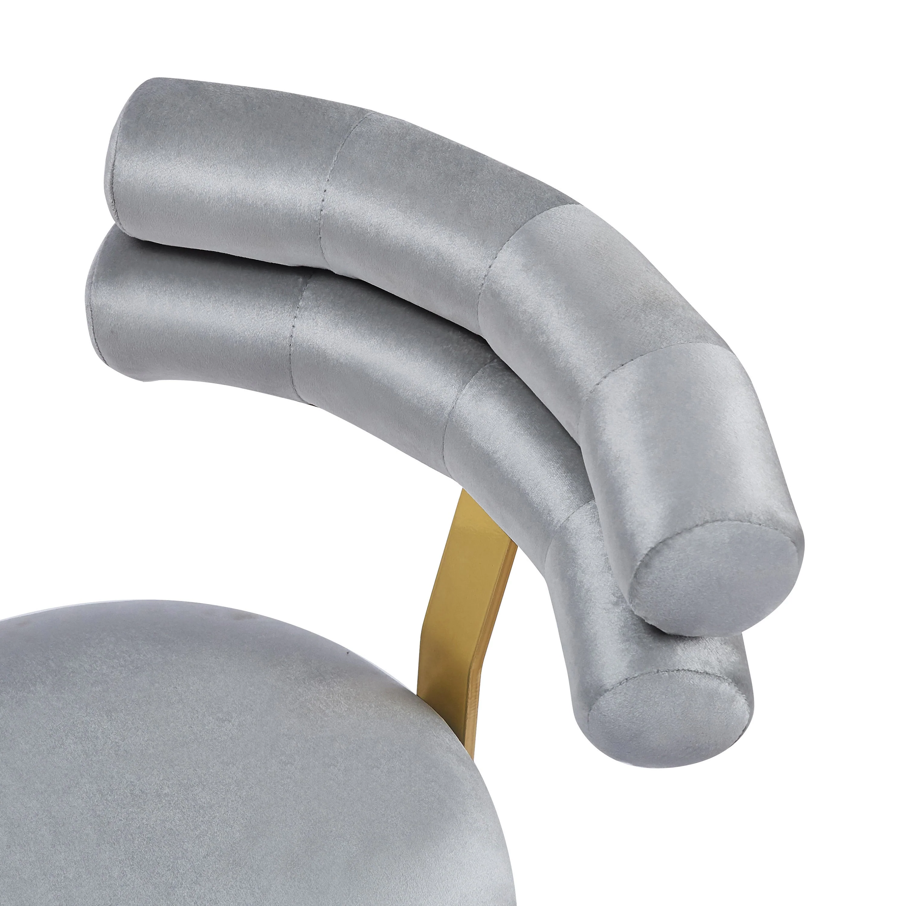 Set of 2 Velvet Counter Stools ¨C Dark Grey Upholstery, Round Cushion