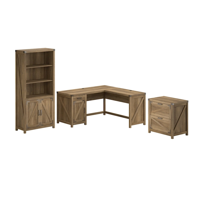 Knoxville 60W L-Desk with File Cabinet and Bookcase by Bush Furniture
