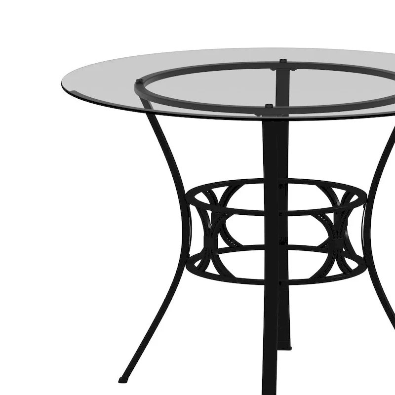 Clear Glass Round Dining Table with Metal Frame 42-inch