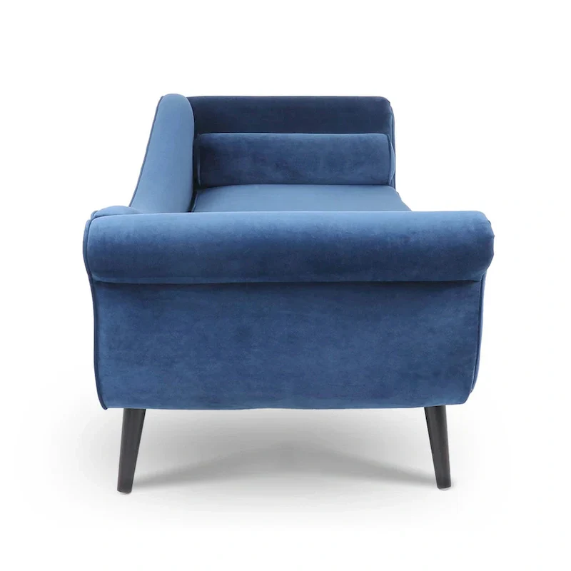 Upholstered Chaise Lounge with Scroll Arm and Wave Back