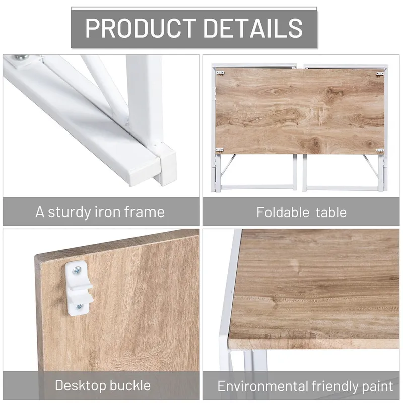 HomyLin 39 Simple Folding Study Writing Desk, No Assembly Required