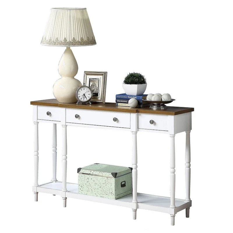 3-Drawer Console Table with Shelf - Rubberwood