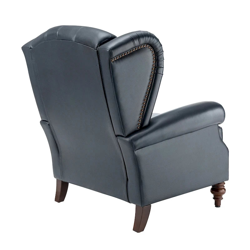 Brown Genuine Leather Wingback Armchair with Nailhead Trim, Set of 2, 1-Person