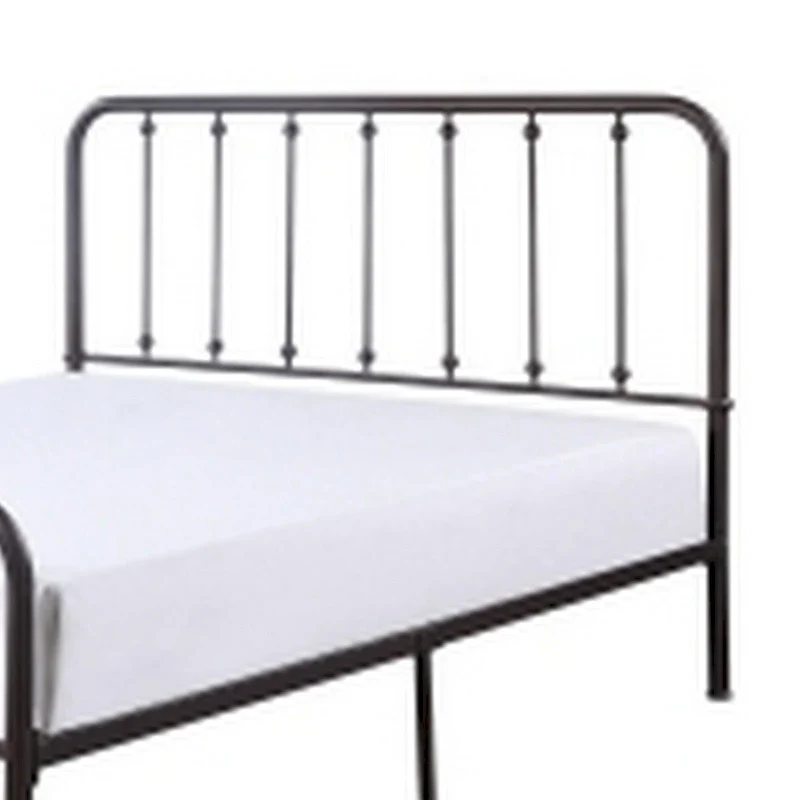 Bronze Queen Metal Bed with Slatted Headboard