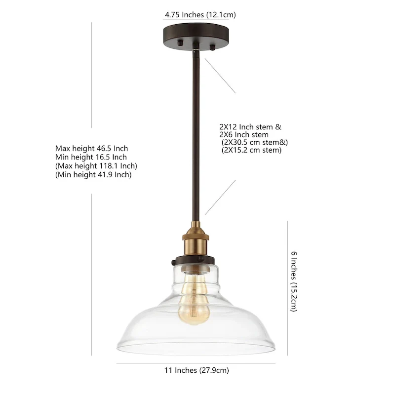 SAFAVIEH Lighting Gemma Adjustable 1-Light Led Dark Grey Pendant - 11  W x 11  D x 16.5-46.5  H