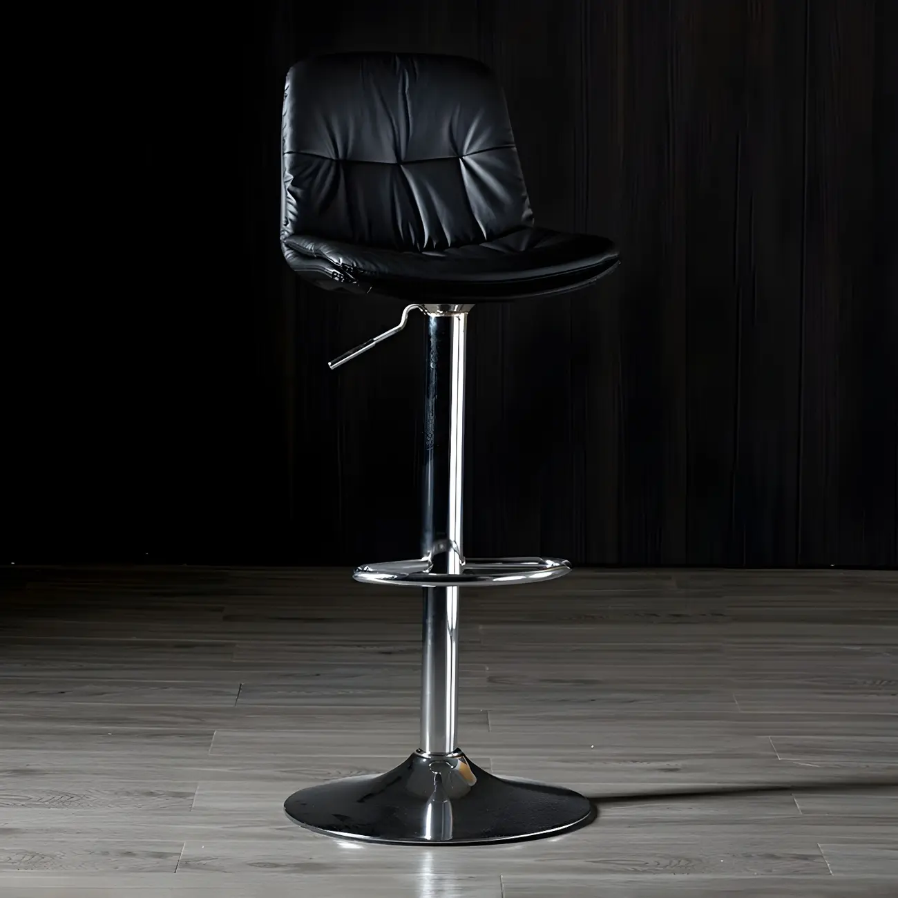 Adjustable Leather Low Back Swivel Bar Stool