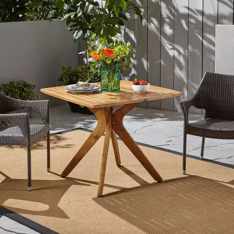 GDFStudio Taro Outdoor Acacia Wood Dining Table, Teak