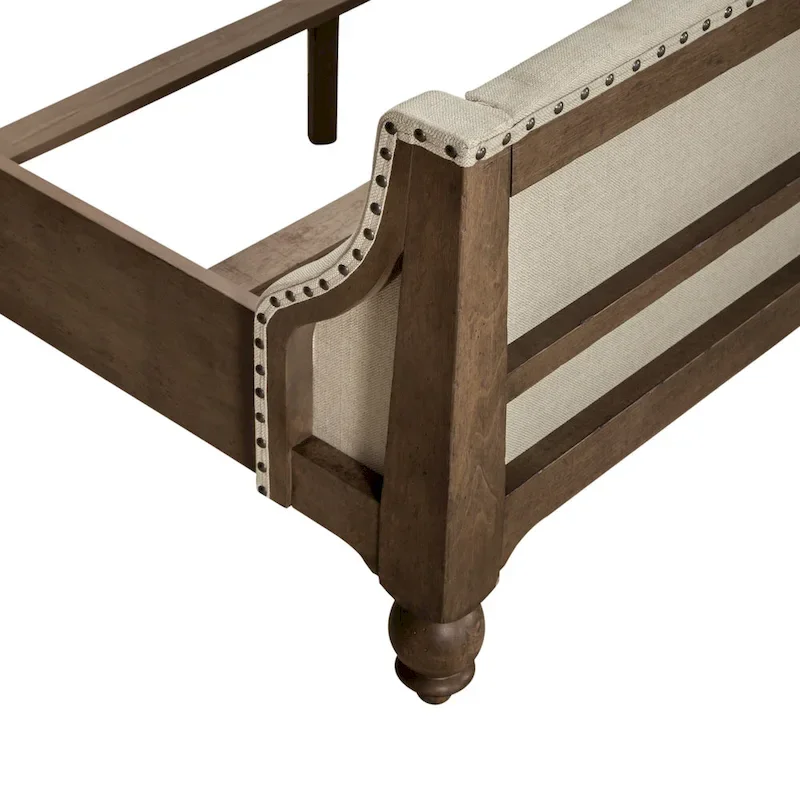 Dusty Taupe King Upholstered Shelter Bed for 2