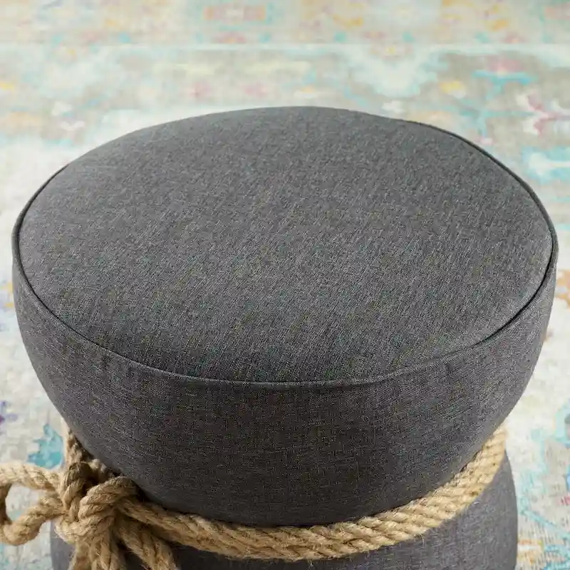 Beat Nautical Rope Upholstered Fabric Ottoman