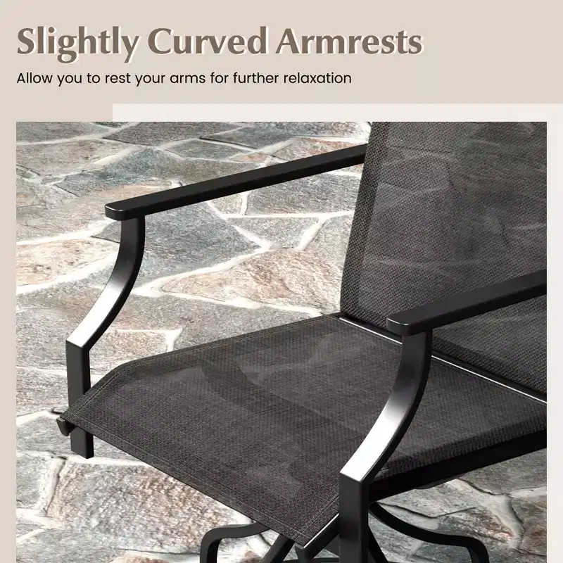 Costway Patio Swivel Dining Chairs Set of 2 with Quick-Drying Fabric and Metal Frame Brown/Gray
