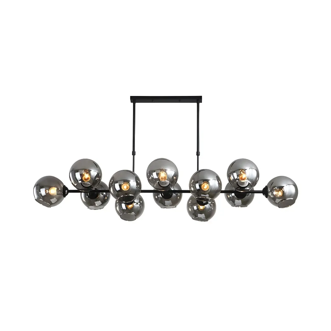 Colonial Black Glass Globe Island Pendant Light